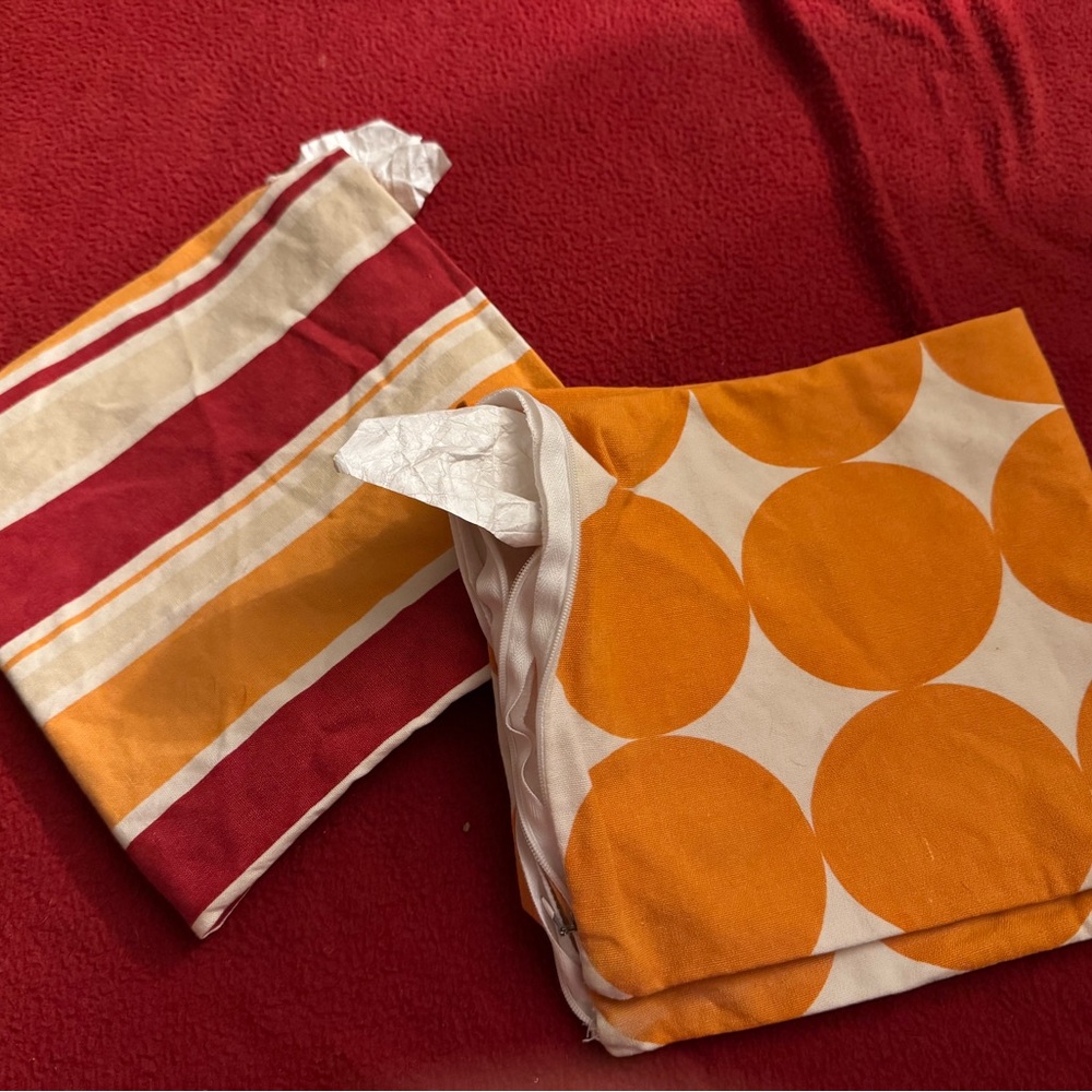 🌼3/$24 Orange and Red Patterned Pillow Covers